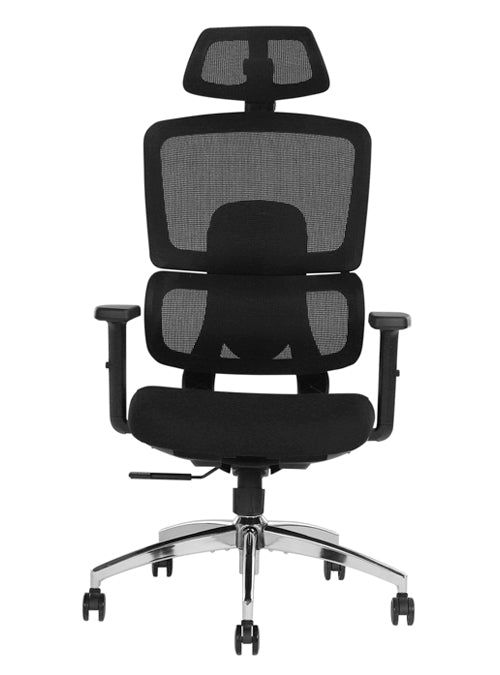 Solar – Silla Ejecutiva en Mesh con Cabecera Ajustable y Coderas de PU