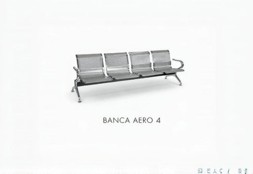 Aero Banca – Banca de Espera en Acero con Brazos Cromados, 3 o 4 Plazas | SILLARIS