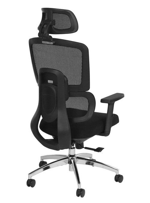 Solar – Silla Ejecutiva en Mesh con Cabecera Ajustable y Coderas de PU