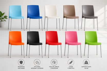 Hit – Silla Multiusos Ultraligera en Polipropileno Virgen con Patas de Aluminio | SILLARIS