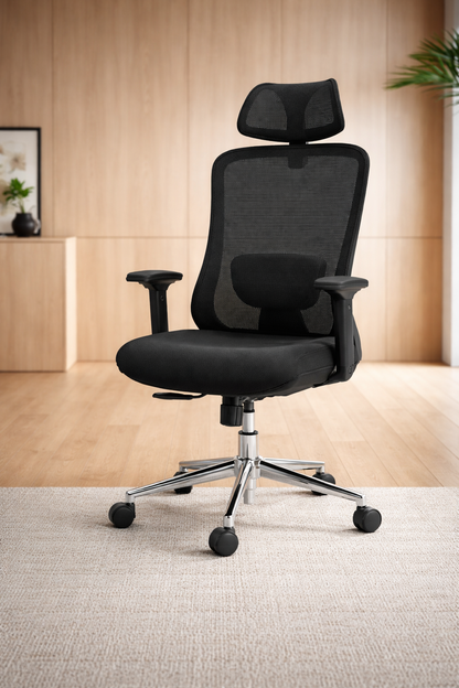 Supra A – Silla Ejecutiva con Mesh, Cabecera y Coderas Ajustables | SILLARIS